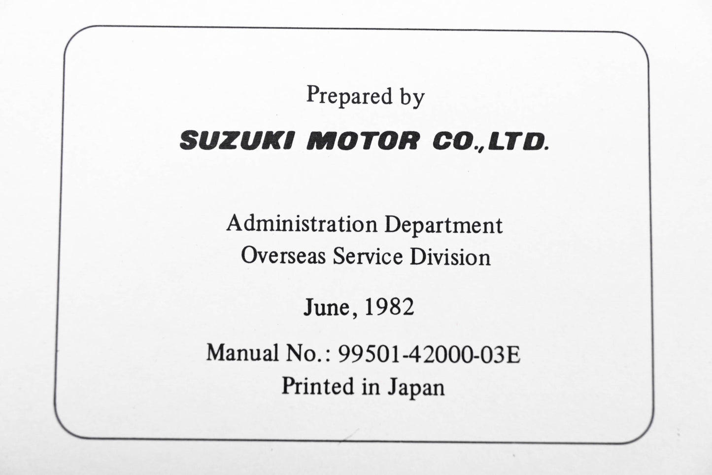 OEM Suzuki 99501-42000-03E SP250 1982 Supplementary Service Manual