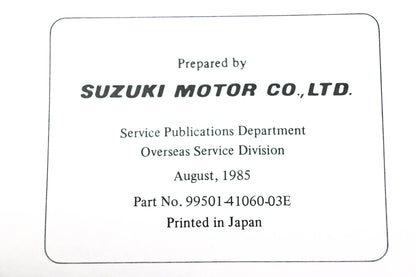 OEM Suzuki 99501-41060-03E DR250 1985 Supplementary Service Manual