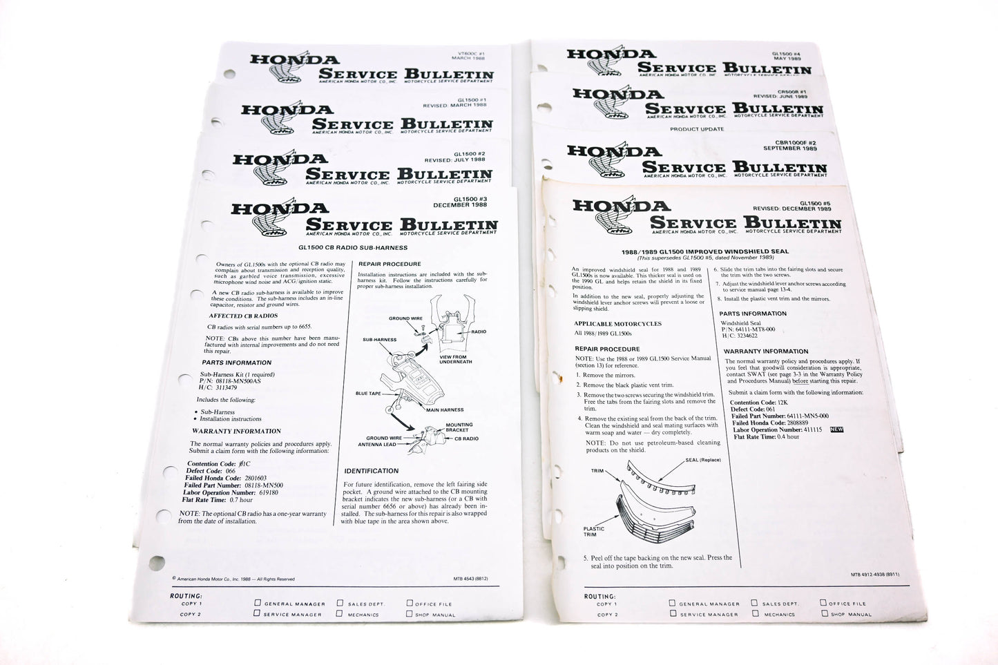 OEM Honda Lot of 8 Service Bulletins 1998-1999