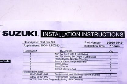 New OEM Suzuki 99950-70421 Aluminum Nerf Bar Kit NOS