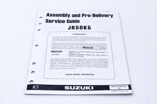 OEM Suzuki 99505-01085-03E JR50K5 Assembly & Pre-Delivery Service Guide