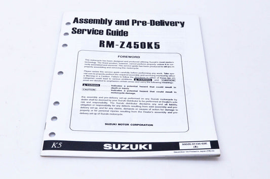 OEM Suzuki 99505-01135-03E RM-Z450K5 Assembly & Pre-Delivery Service Guide