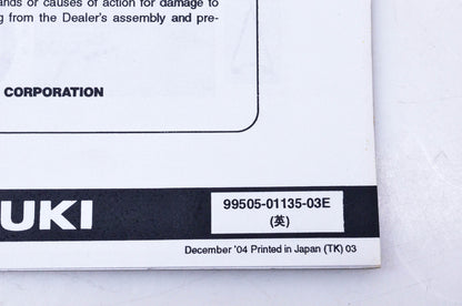 OEM Suzuki 99505-01135-03E RM-Z450K5 Assembly & Pre-Delivery Service Guide