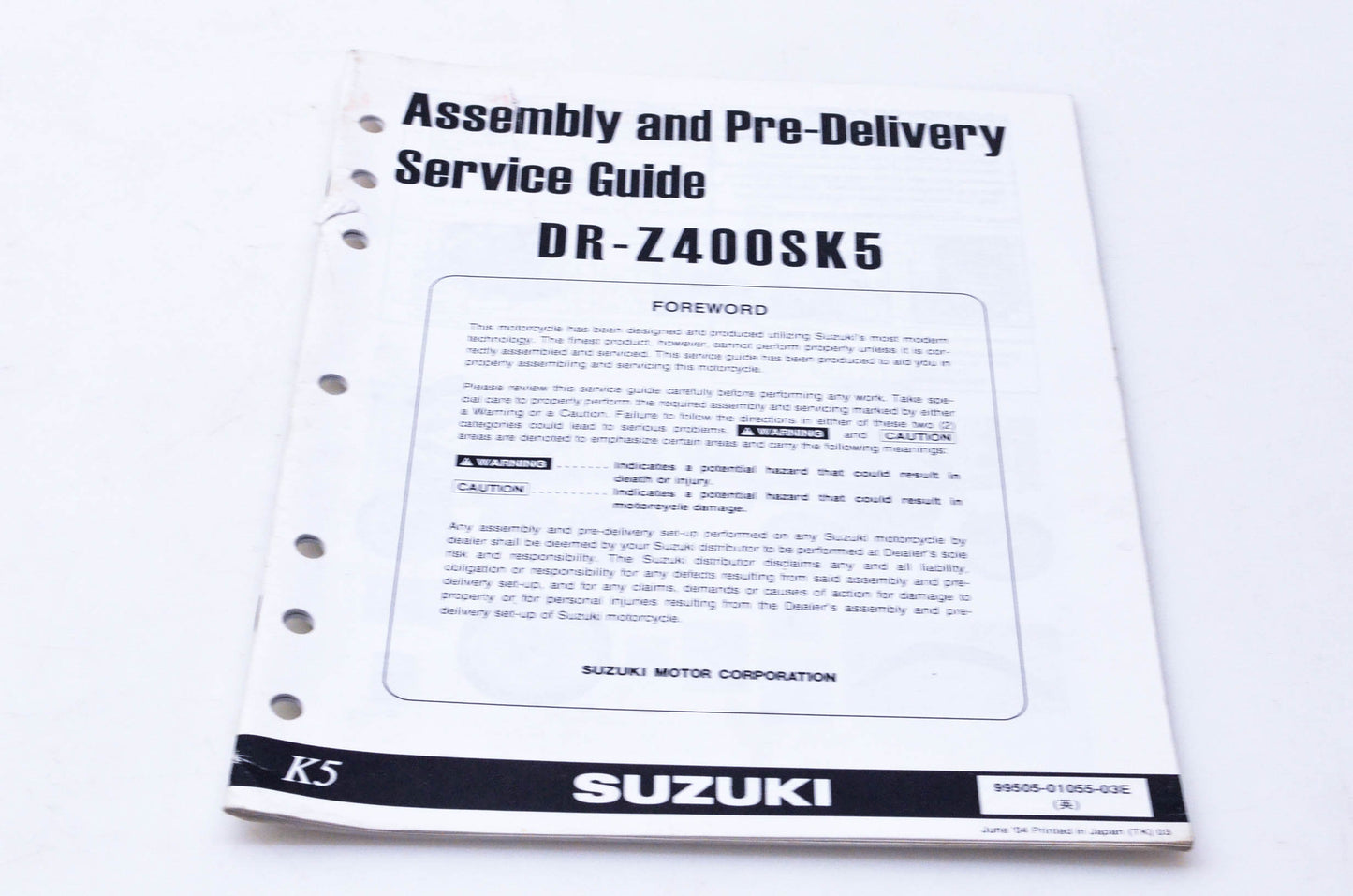 OEM Suzuki 99505-01055-03E DR-Z400SK5 Assembly & Pre-Delivery Service Guide