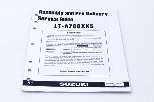OEM Suzuki 99505-01125-03E LT-A700XK5 Assembly & Pre-Delivery Service Guide