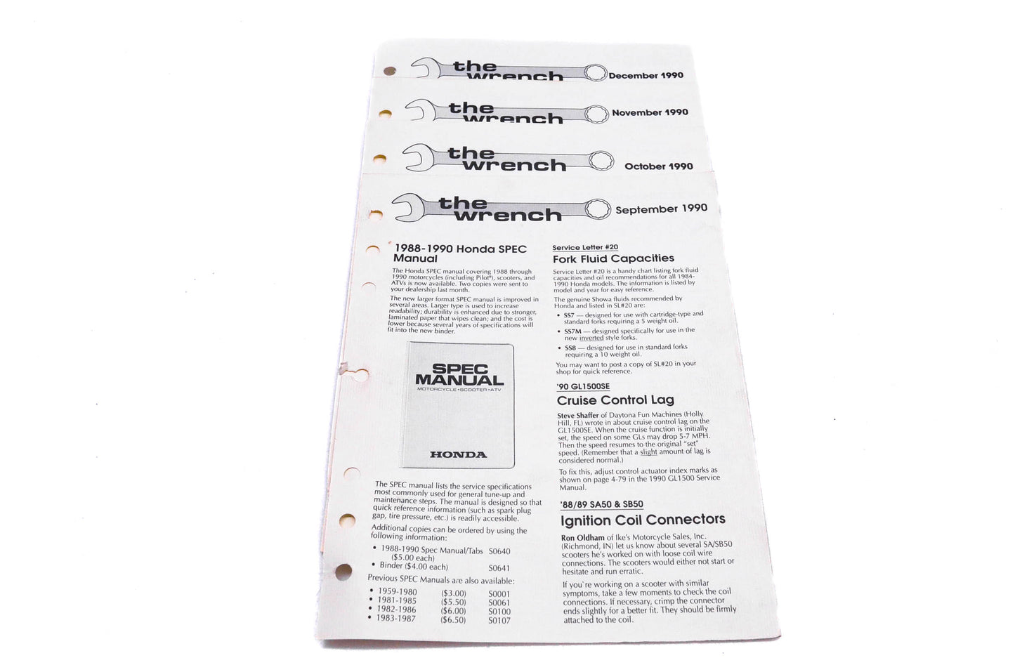 OEM Honda The Wrench Service Technician 1990 Issues