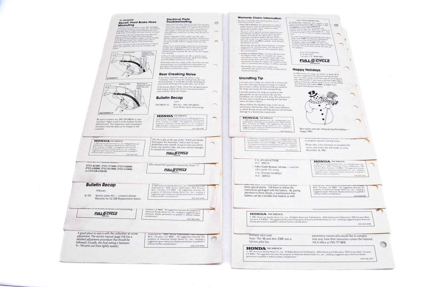 OEM Honda The Wrench Service Technician 1991 Issues