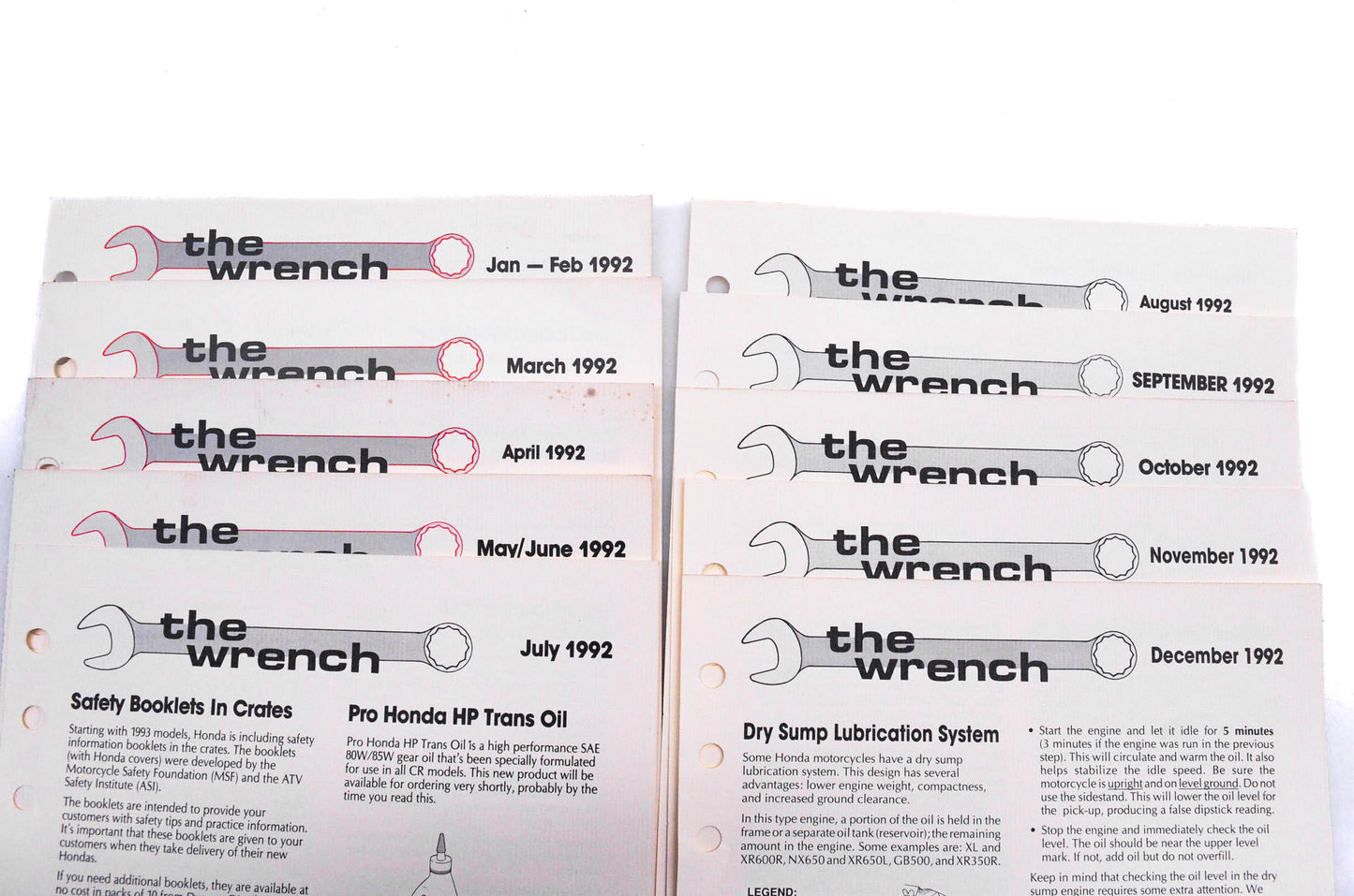 OEM Honda The Wrench Service Technician 1992 issues