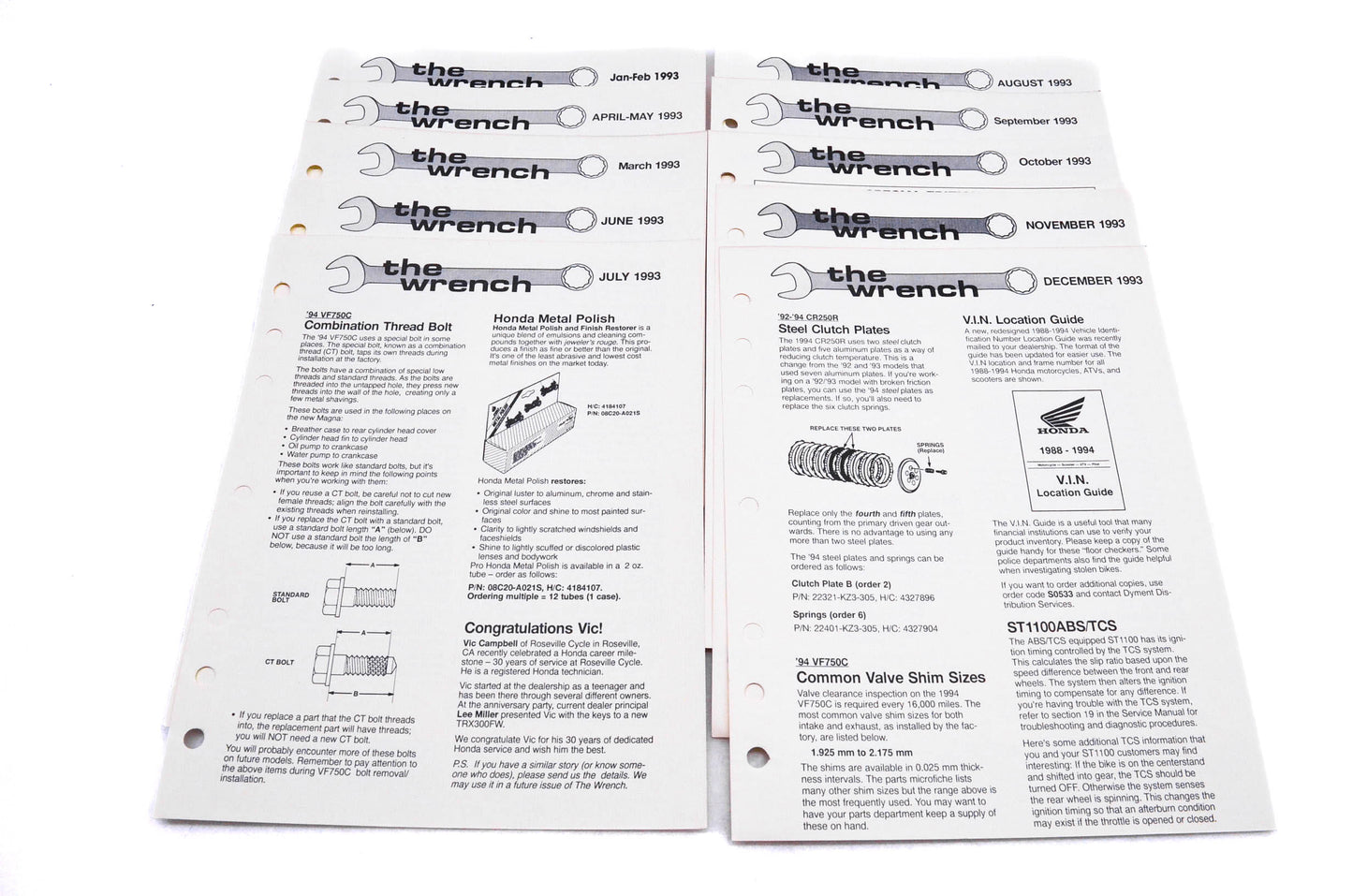 OEM Honda The Wrench Service Technician 1993 Issues