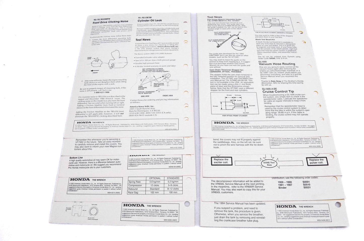 OEM Honda The Wrench Service Technician 1993 Issues