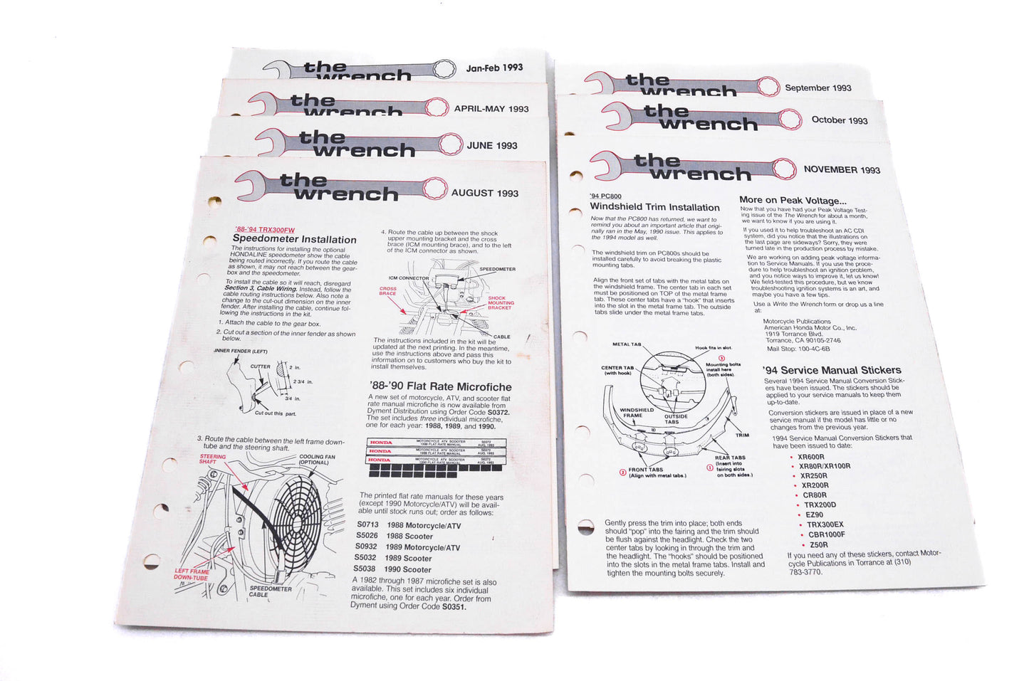 OEM Honda The Wrench Service Technician 1993 Issues