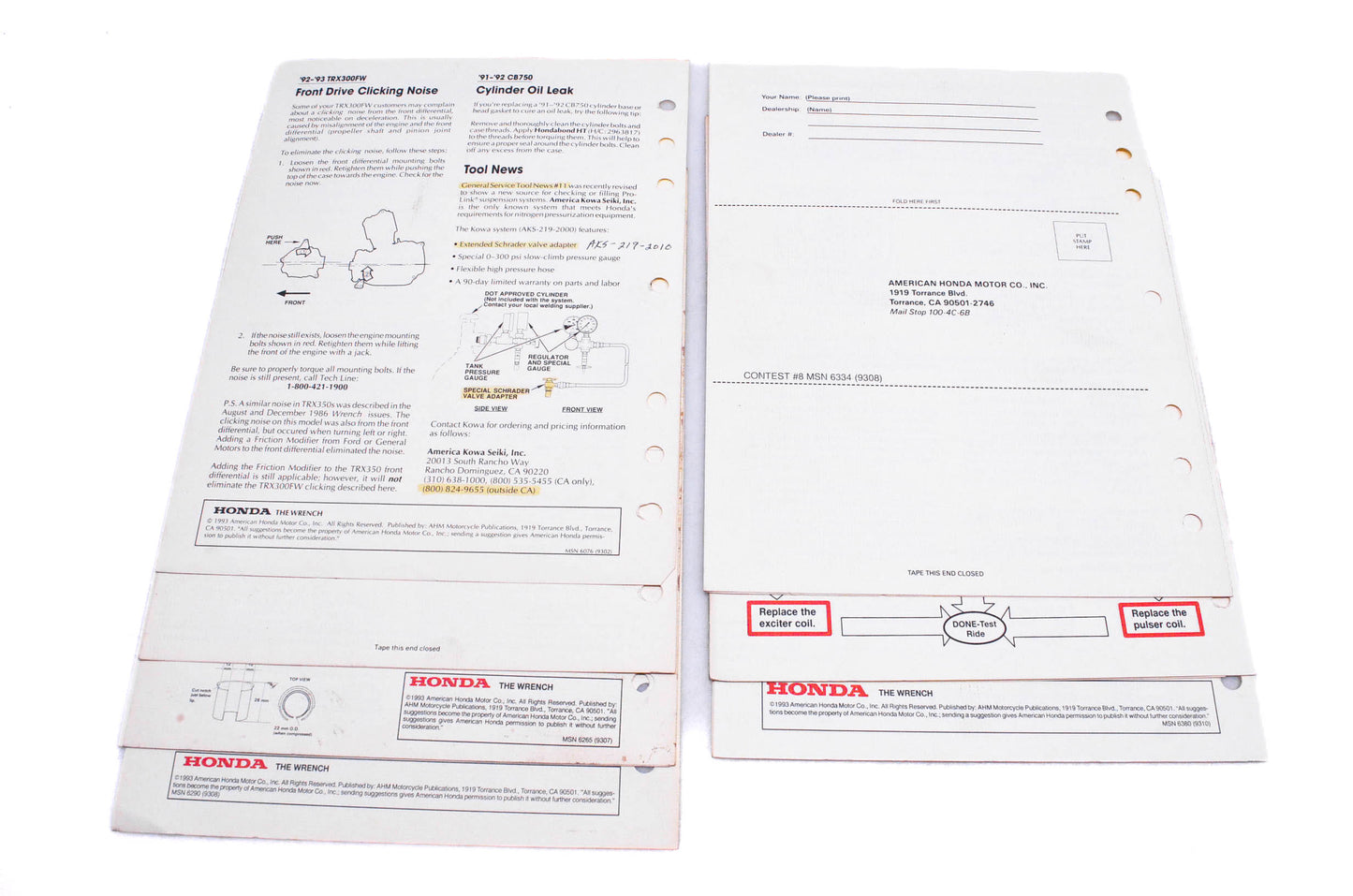 OEM Honda The Wrench Service Technician 1993 Issues