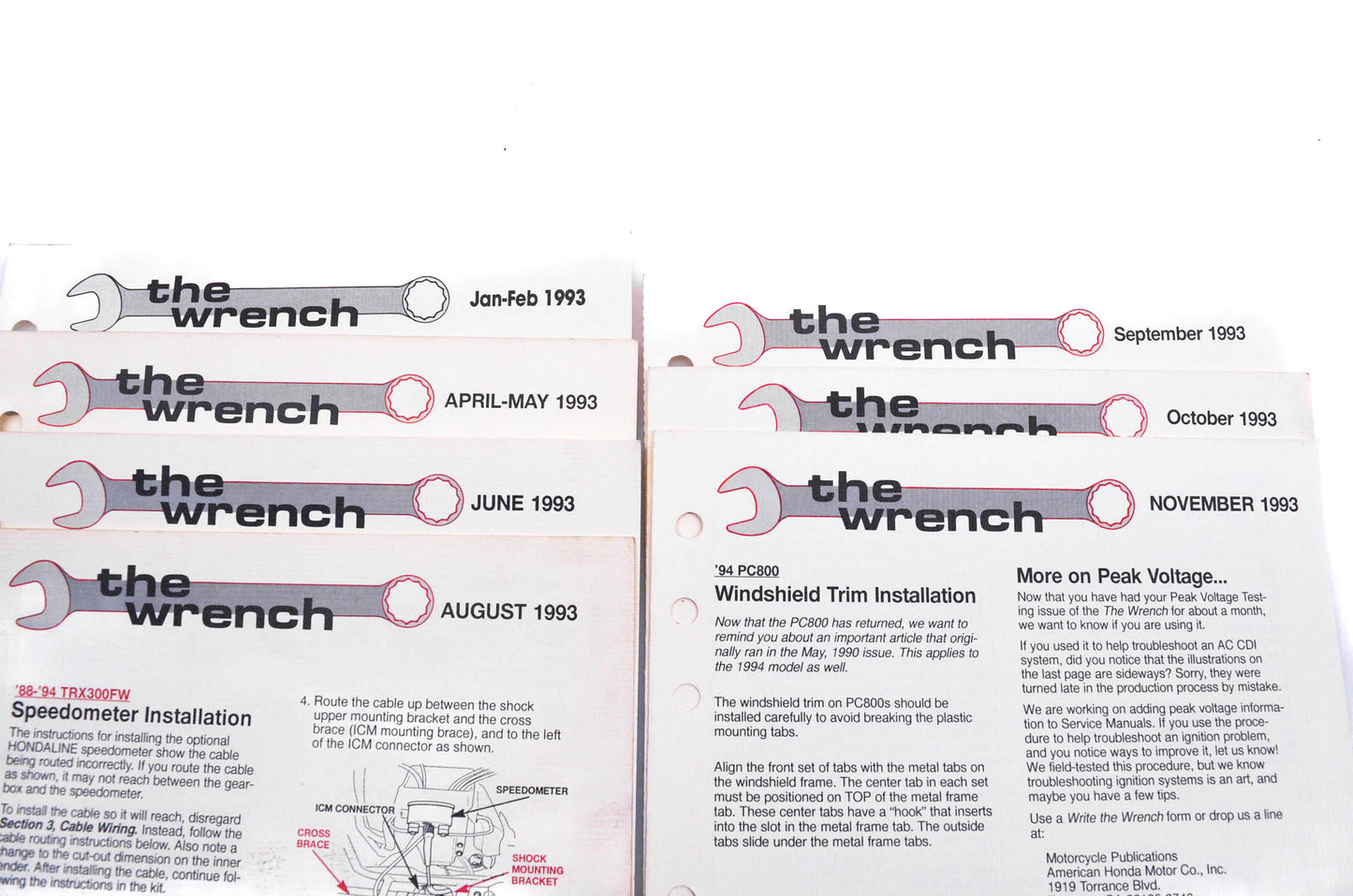 OEM Honda The Wrench Service Technician 1993 Issues