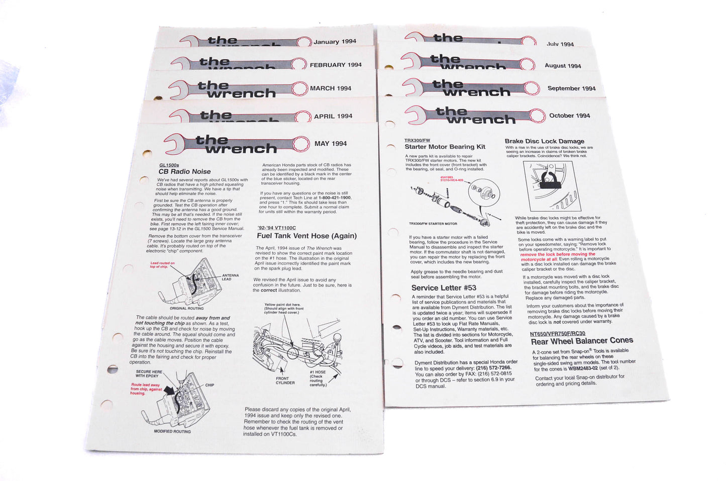 OEM Honda The Wrench Service Technician 1994 Issues