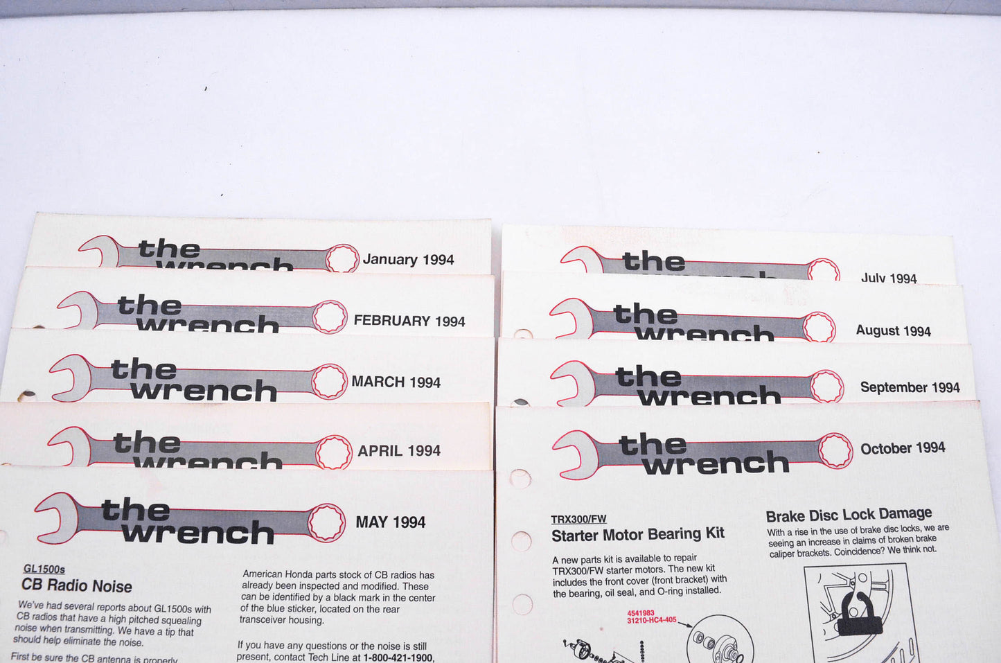 OEM Honda The Wrench Service Technician 1994 Issues