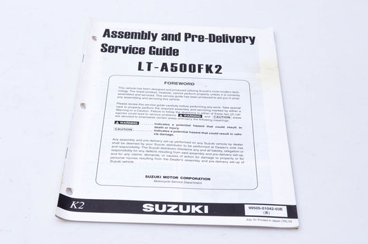 OEM Suzuki 99505-01042-03E LT-A500FK2 Assembly & Pre-Delivery Service Guide