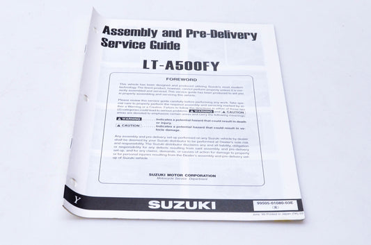 OEM Suzuki 99505-01080-03E LT-A500FY Assembly & Pre-Delivery Service Guide
