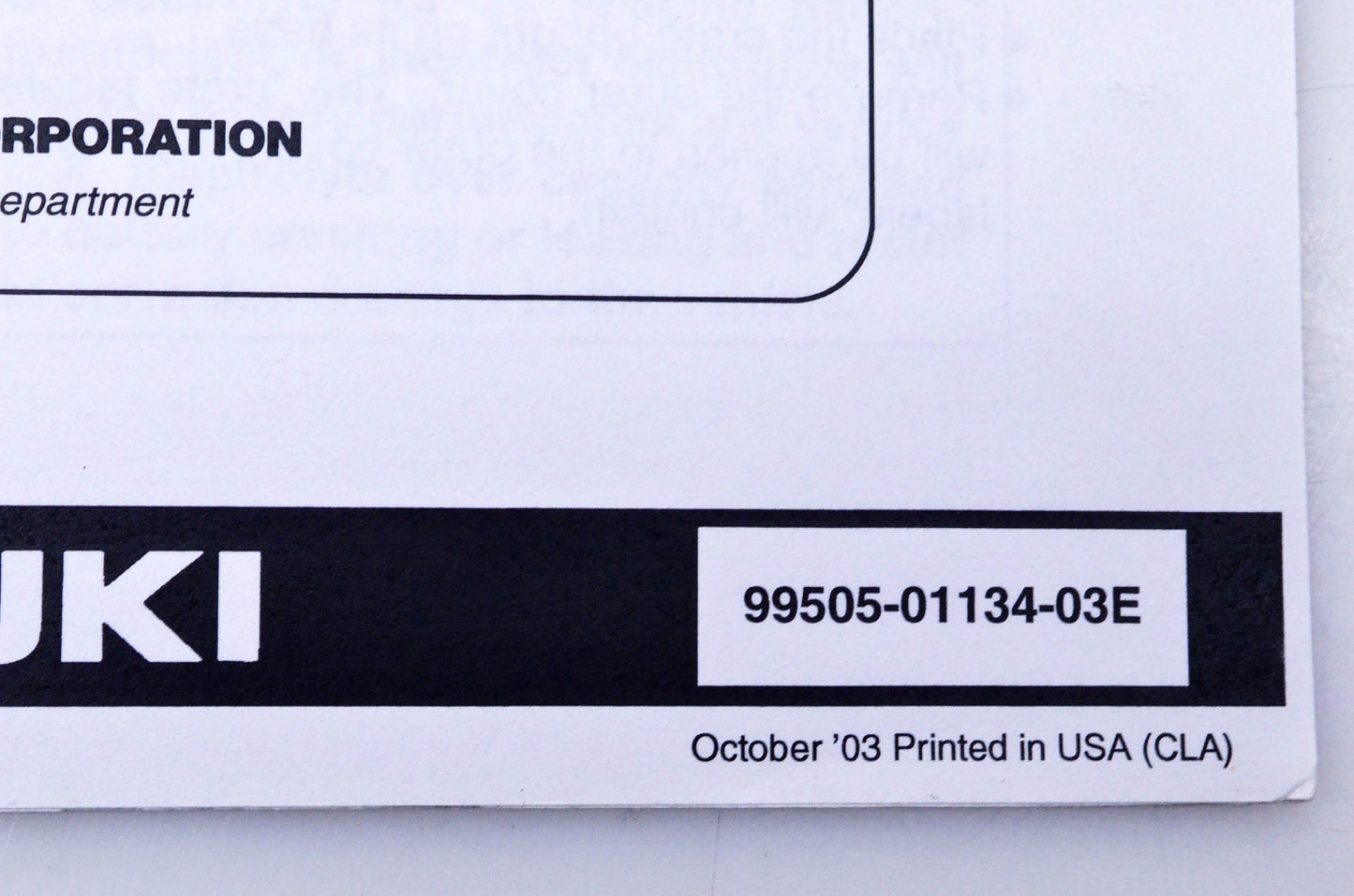 OEM Suzuki 99505-01134-03E LT-V700FK4 Assembly & Pre-Delivery Service Guide