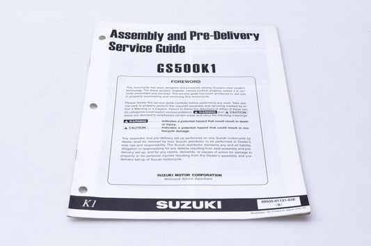 OEM Suzuki 99505-01131-03E GS500K1 Assembly & Pre-Delivery Service Guide