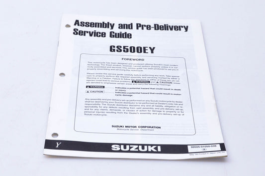 OEM Suzuki 99505-01050-03E GS500EY Assembly & Pre-Delivery Service Guide