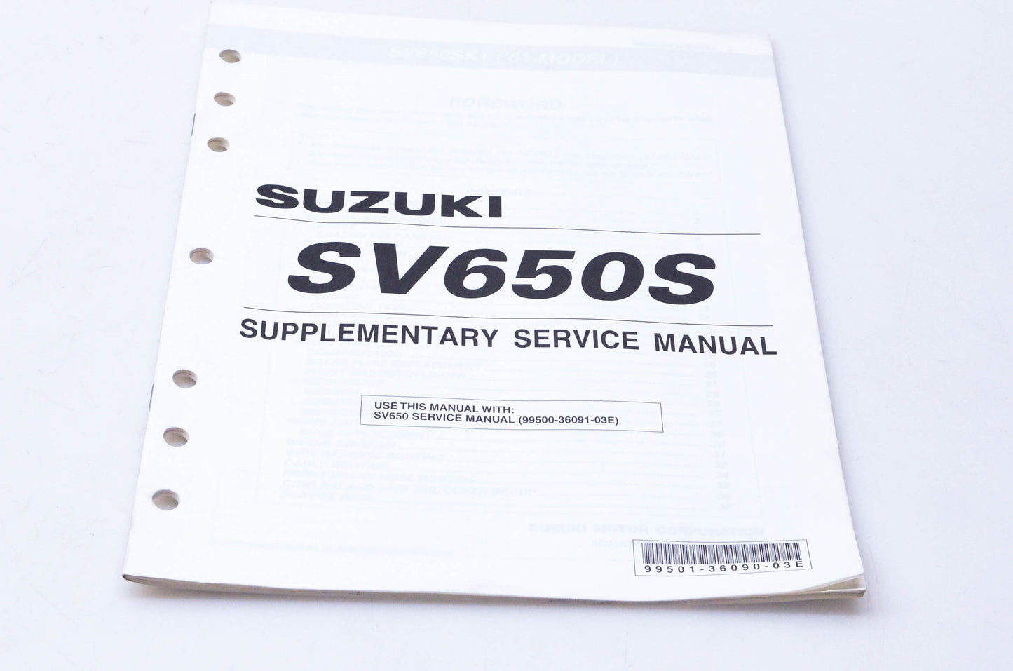 OEM Suzuki 99501-36090-03E SV650S Assembly & Pre-Delivery Service Guide
