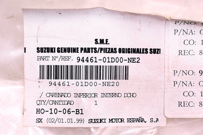 New OEM Suzuki 94461-01D00-NE2 Black Right Side Lower Inner Cowling NOS