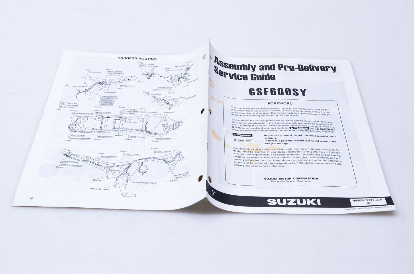 OEM Suzuki 99505-01170-03E GSF600SY Assembly & Pre-Delivery Service Guide