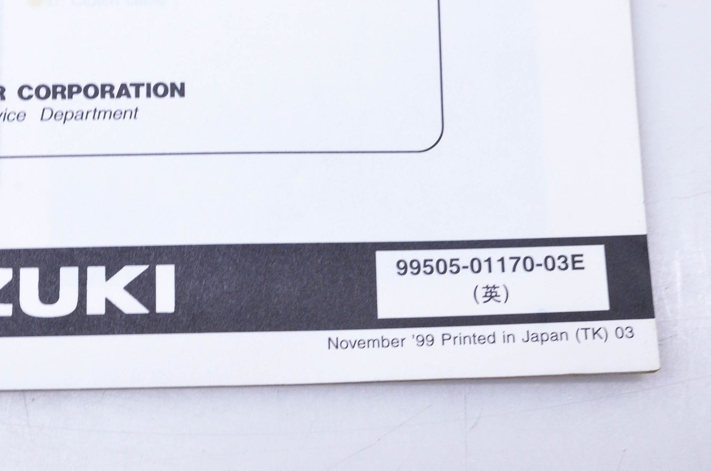 OEM Suzuki 99505-01170-03E GSF600SY Assembly & Pre-Delivery Service Guide