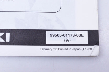 OEM Suzuki 99505-01173-03E GSX-R1000K3 Assembly & Pre-Delivery Service Guide