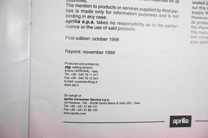 Aprilia 8102976 RS250 Challenge Service & Repair Manual Appendix 961W