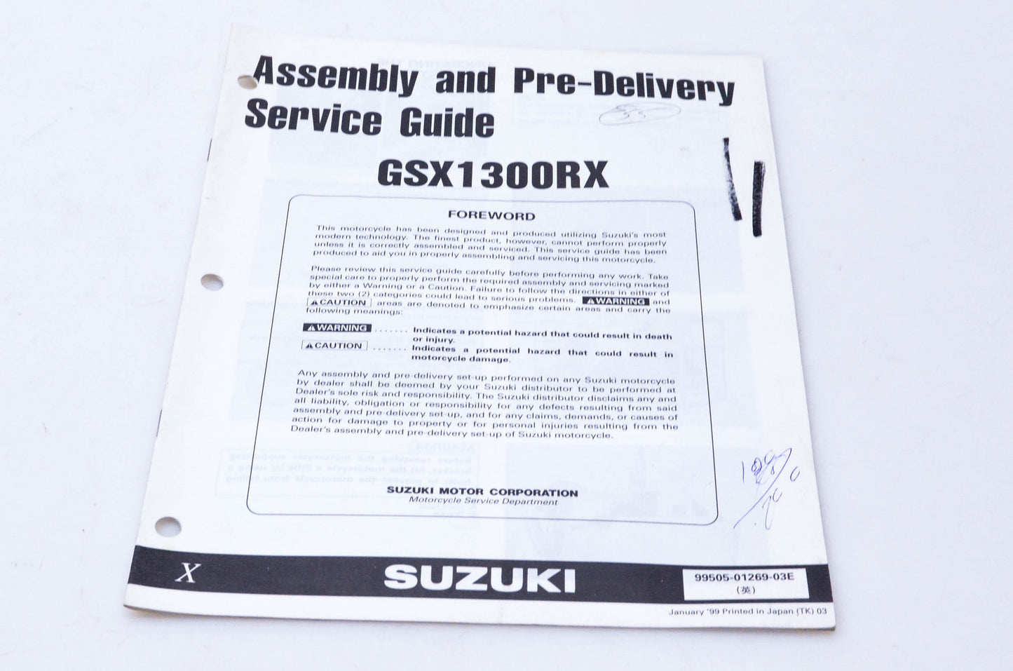 OEM Suzuki 99505-01269-03E GSX1300RX Assembly & Pre-Delivery Service Guide