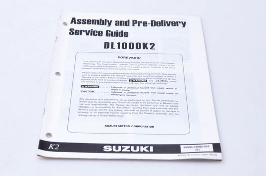 OEM Suzuki 99505-01082-03E DL1000K2 Assembly & Pre-Delivery Service Guide