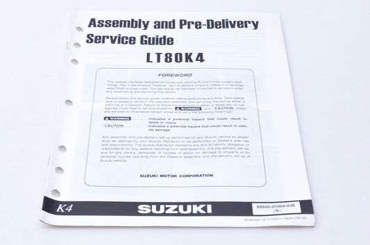 OEM Suzuki 99505-01004-03E LT80K4 Assembly & Pre-Delivery Service Guide
