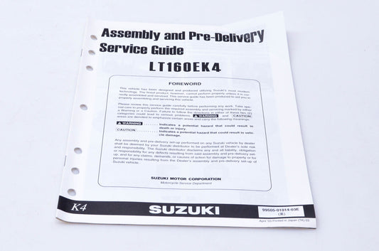 OEM Suzuki 99505-01014-03E LT160EK4 Assembly & Pre-Delivery Service Guide