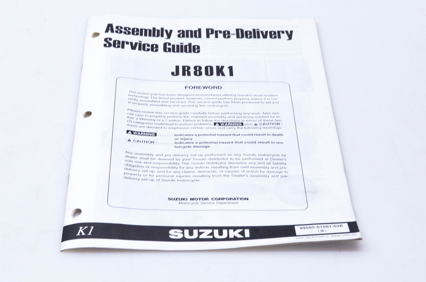OEM Suzuki 99505-01091-03E JR80K1 Assembly & Pre-Delivery Service Guide