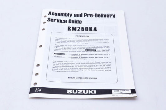 OEM Suzuki 99505-01054-03E RM250K4 Assembly & Pre-Delivery Service Guide