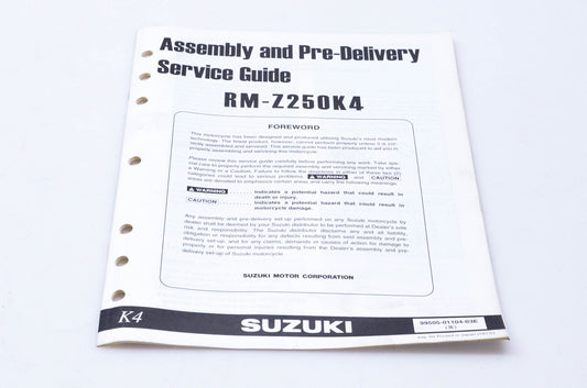 OEM Suzuki 99505-01104-03E RM-Z250K4 Assembly & Pre-Delivery Service Guide