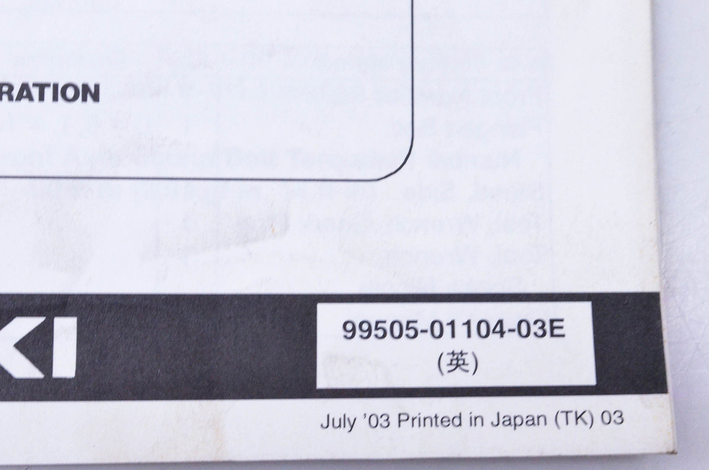 OEM Suzuki 99505-01104-03E RM-Z250K4 Assembly & Pre-Delivery Service Guide