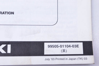 OEM Suzuki 99505-01104-03E RM-Z250K4 Assembly & Pre-Delivery Service Guide