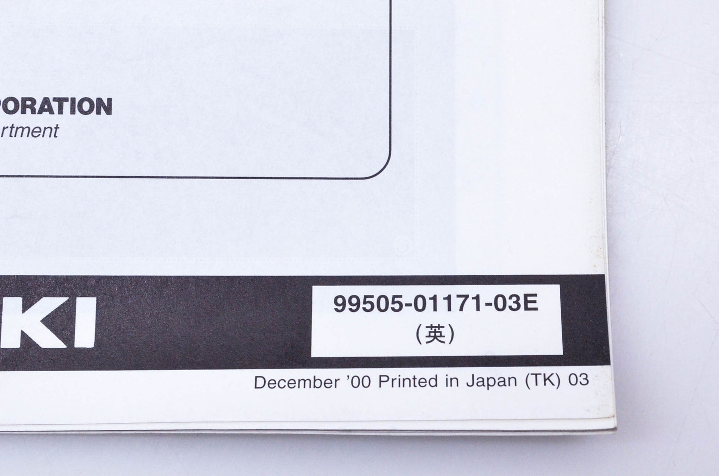 OEM Suzuki 99505-01171-03E DR-Z250K1 Assembly & Pre-Delivery Service Guide