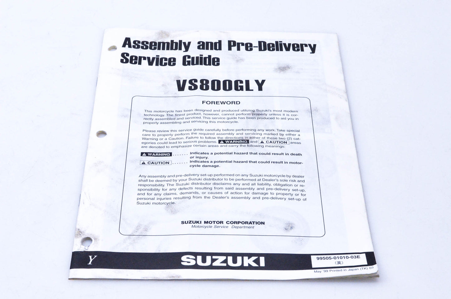 OEM Suzuki 99505-01010-03E VS800GLY Assembly & Pre-Delivery Service Guide