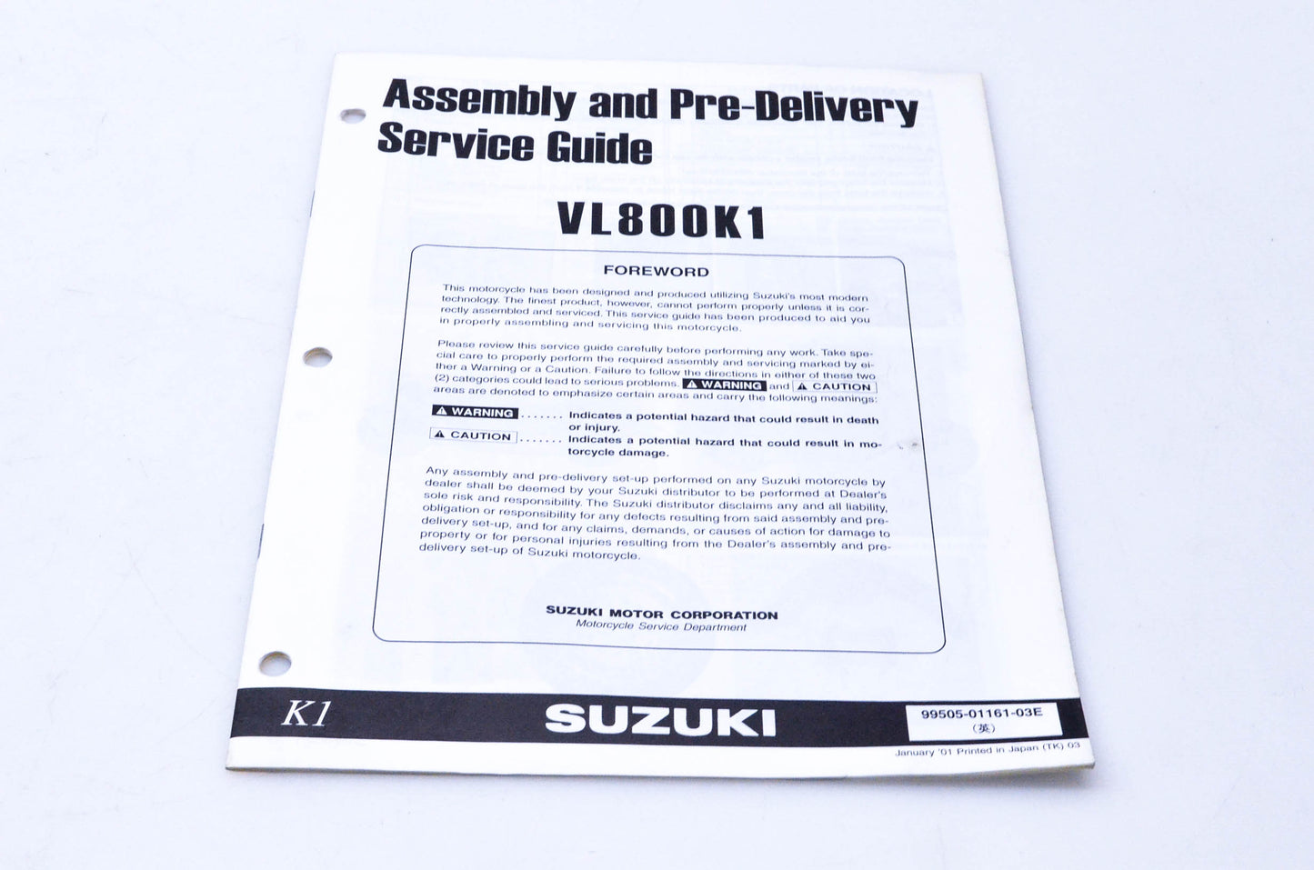 OEM Suzuki 99505-01161-03E VL800K1 Assembly & Pre-Delivery Service Guide
