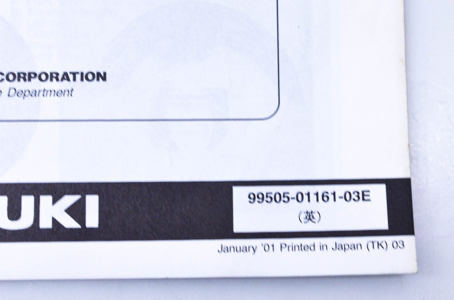 OEM Suzuki 99505-01161-03E VL800K1 Assembly & Pre-Delivery Service Guide