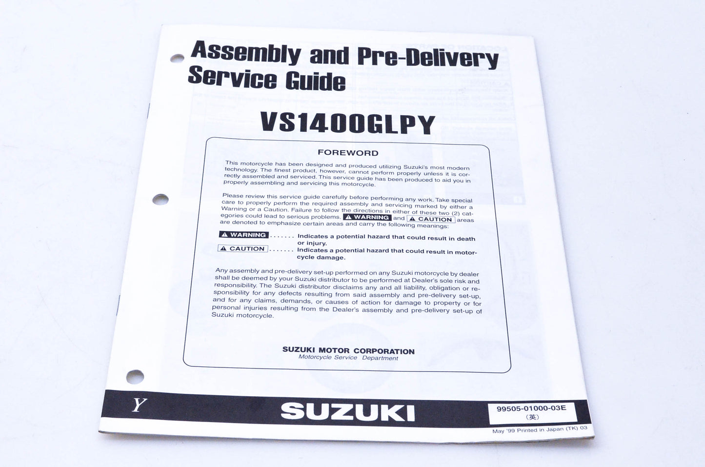 OEM Suzuki 99505-01000-03E VS1400GLPY Assembly & Pre-Delivery Service Guide
