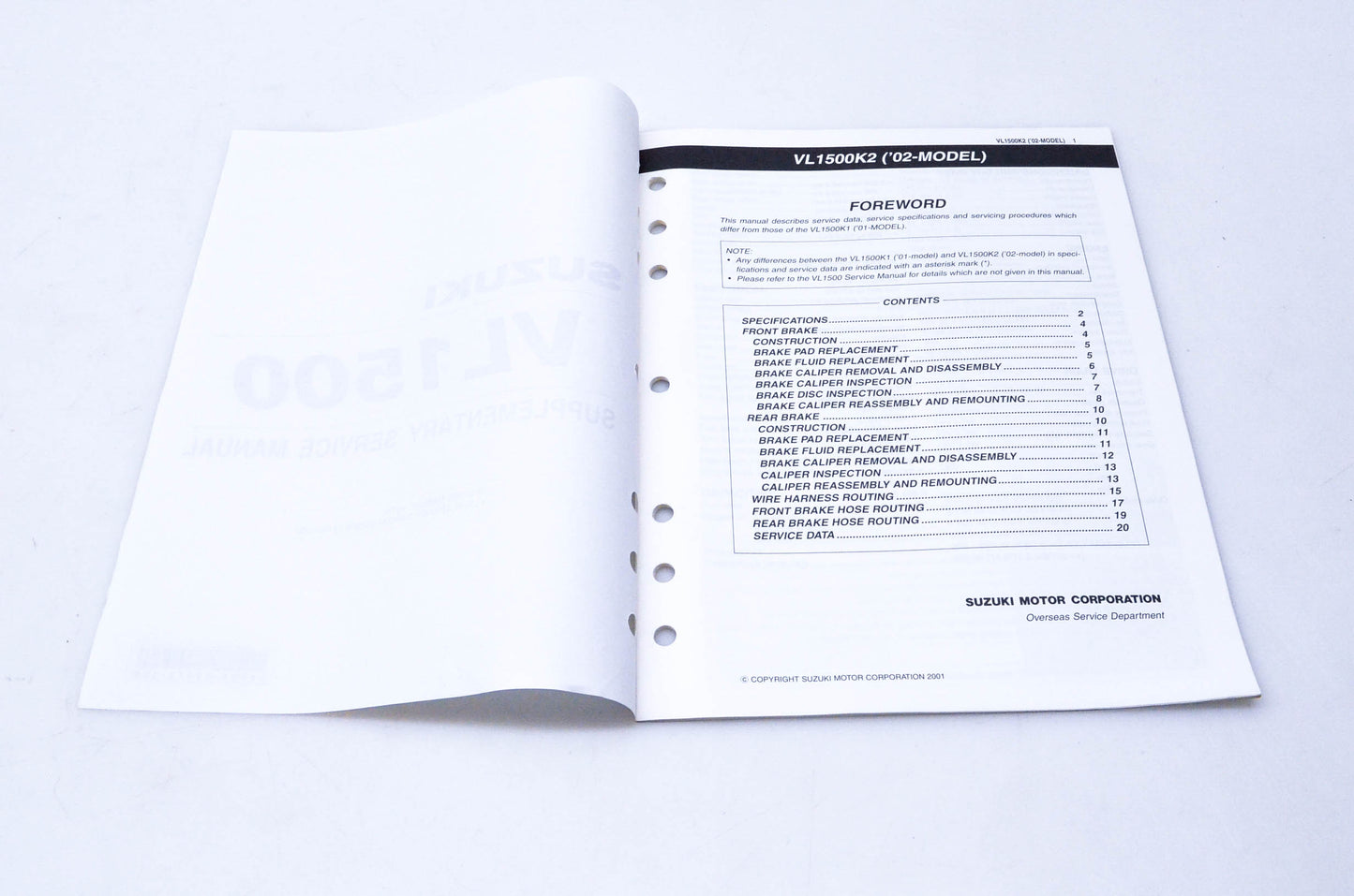 OEM Suzuki 99501-39340-03E VL1500 Supplementary Service Material