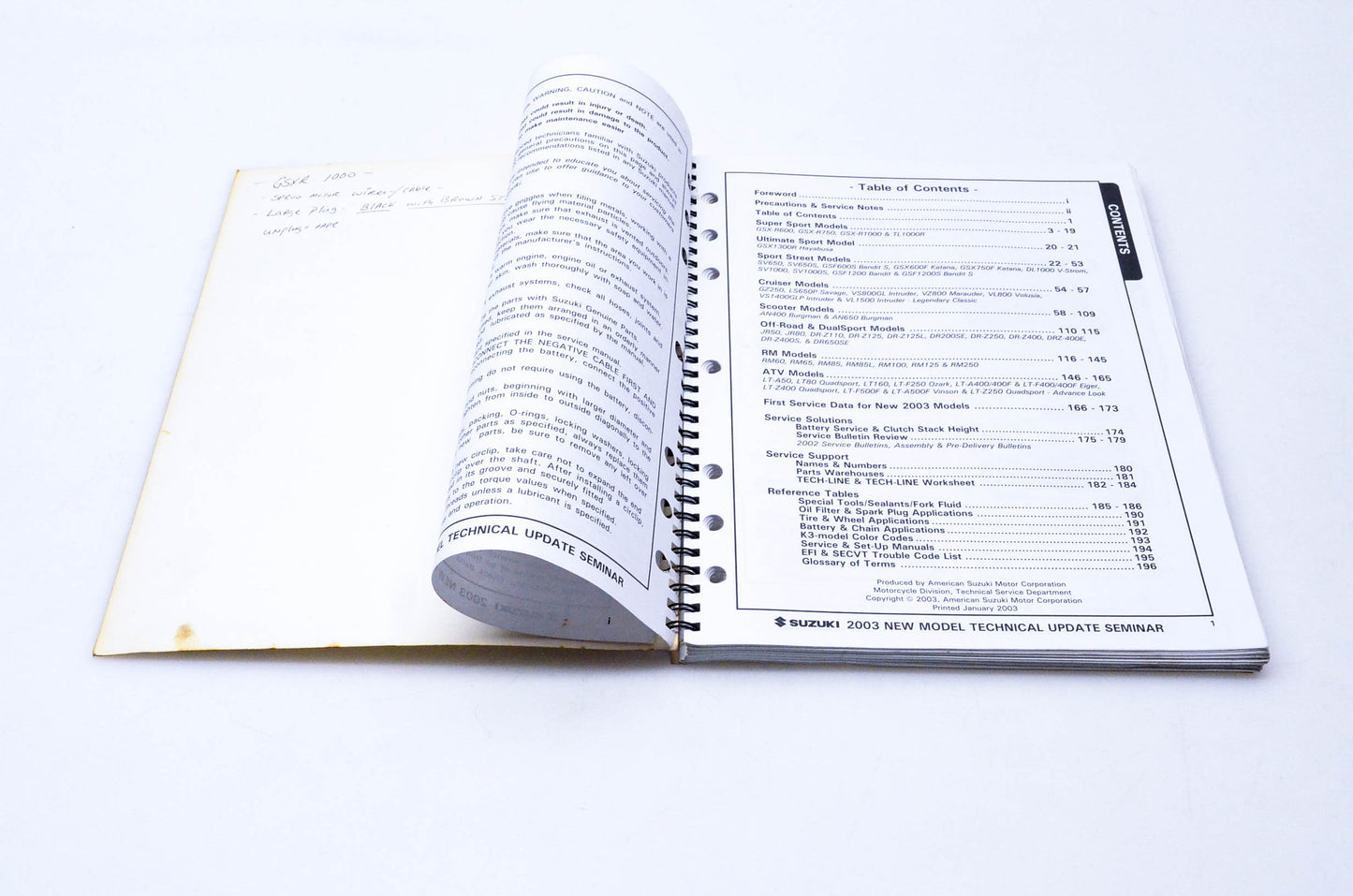 OEM Suzuki 99923-15203 2003 Technical Update Seminal Manual