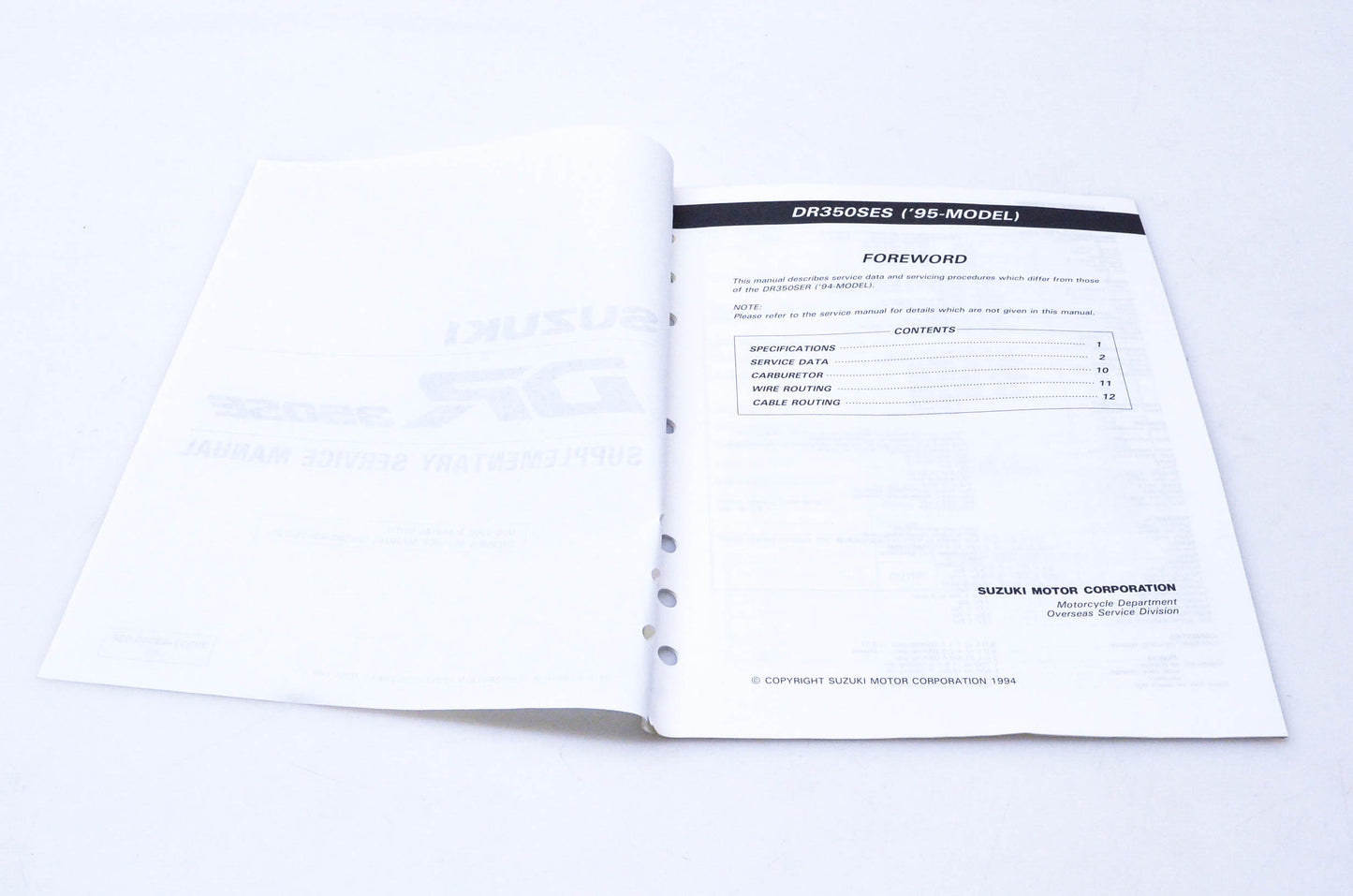 OEM Suzuki 99501-43040-03E DR350SE Supplementary Service Manual