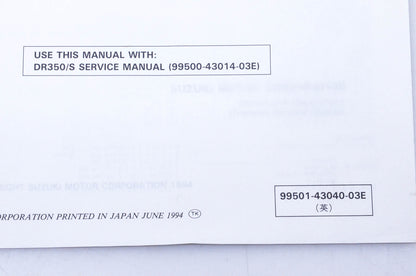 OEM Suzuki 99501-43040-03E DR350SE Supplementary Service Manual