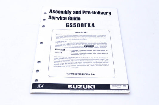 OEM Suzuki 99505-01154-03E GS500FK4 Assembly & Pre-Delivery Service Guide