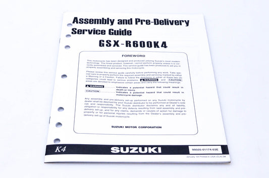 OEM Suzuki 99505-01174-03E GSX-R600K4 Assembly & Pre-Delivery Service Guide